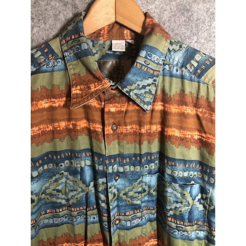 Territory Ahead Shirt Mens Large Southwestern Aztec Western Cowboy Casual